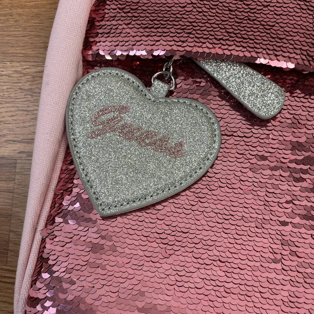 Guess Girls Flip Sequin Backpack Book Bag Pink NEW‎